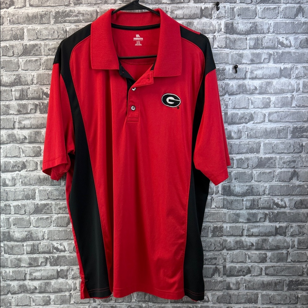 Knights Apparel Red and Black Polo with Embroidered Patch